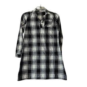 Girls PLACE Black White Plaid Long Sleeve Shirt Dress Size 10/12